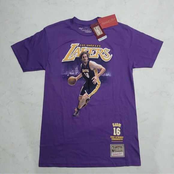 Pau Gasol LA Lakers Mitchell & Ness NBA Career Stats Champion Purple Small NWT - Picture 1 of 11